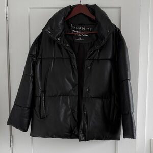 DYNAMITE faux leather city puffer